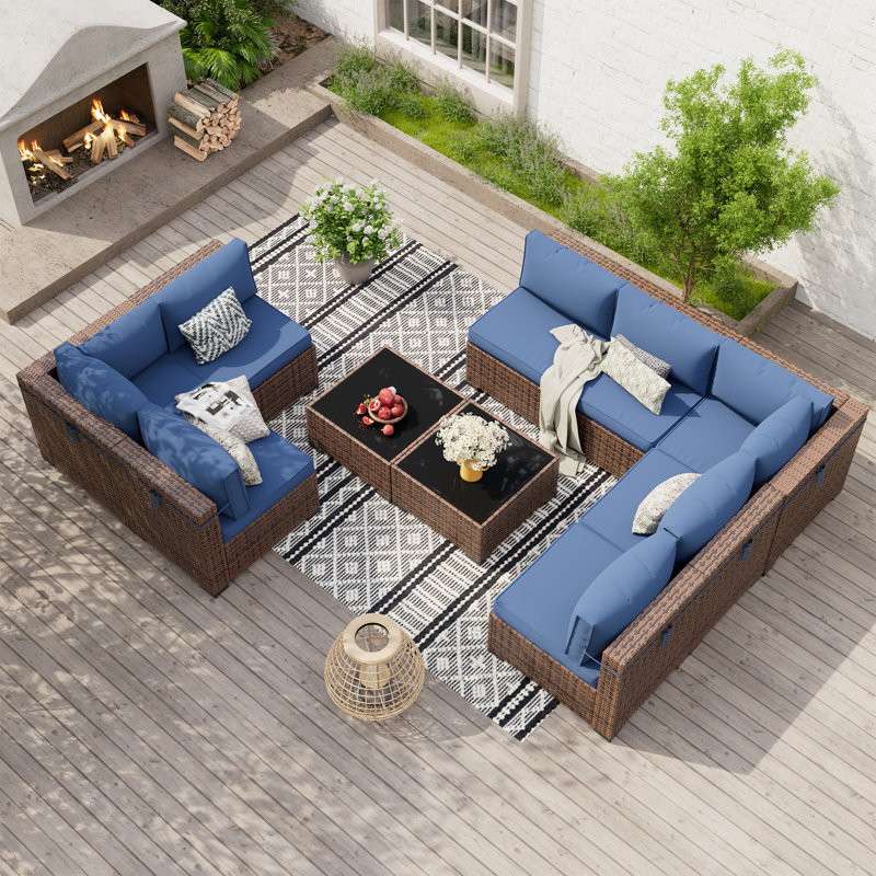 Mecayla 8 - Person Outdoor Seating Group with Cushions