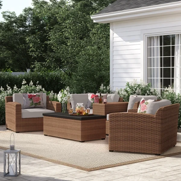 Ambroselli 4 - Person Outdoor Seating Group with Cushions