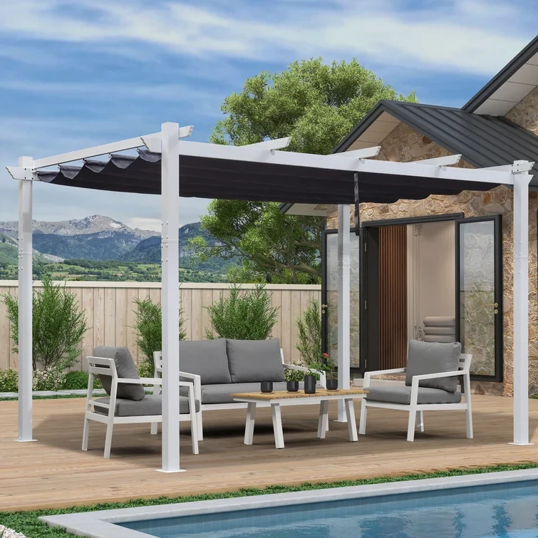 13 Ft. W x 10 Ft. D Aluminium Pergola with Canopy