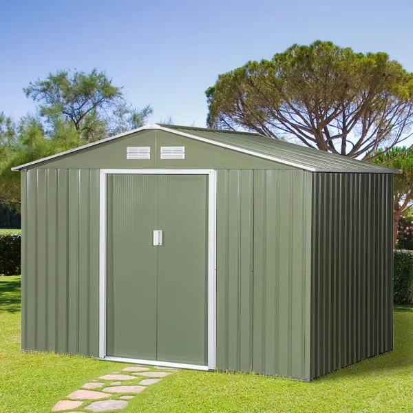 9 ft. W x 6 ft. D Galvanized Steel Horizontal Storage Shed