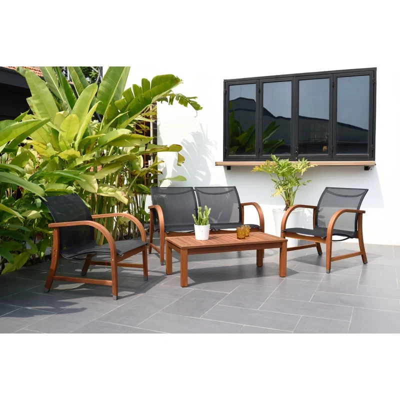 Alyisa 4 - Person Outdoor Seating Group with Cushions