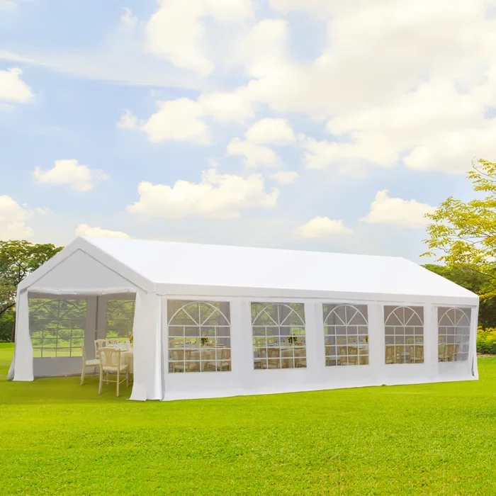 16' x 32' Outsunny Heavy Duty Carport & Party Tent with Removable Sidewalls and Double Doors, Large Canopy Tent, Sun Shade Shelter, for Parties, Wedding, Outdoor Events, BBQ