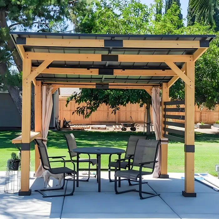 12' W x 10' D Solid Wood Patio Gazebo