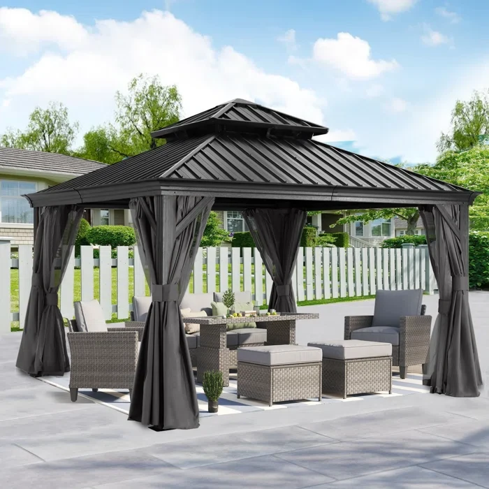 Aluminum Patio 20 ft. x 12 ft. Gazebo Permanent Hardtop Gazebos