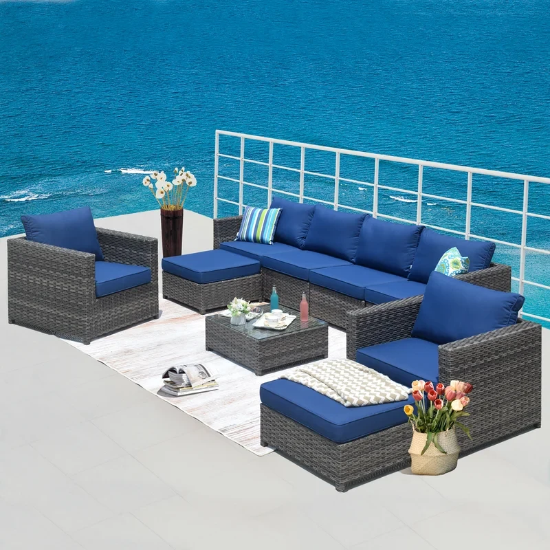 9-pieces Wicker/rattan Seating Group With Cushions