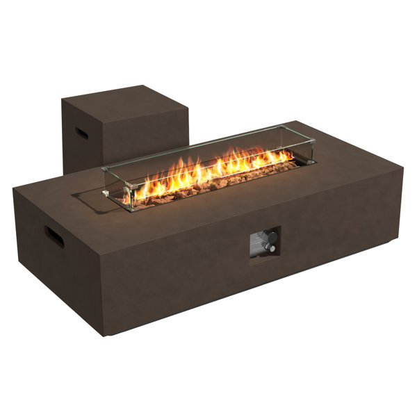 13'' H x 56'' W Magnesium Oxide Propane Outdoor Fire Pit Table