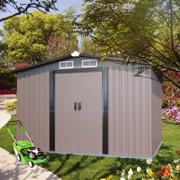 8 ft. W x 10 ft. D Metal Horizontal Storage Shed