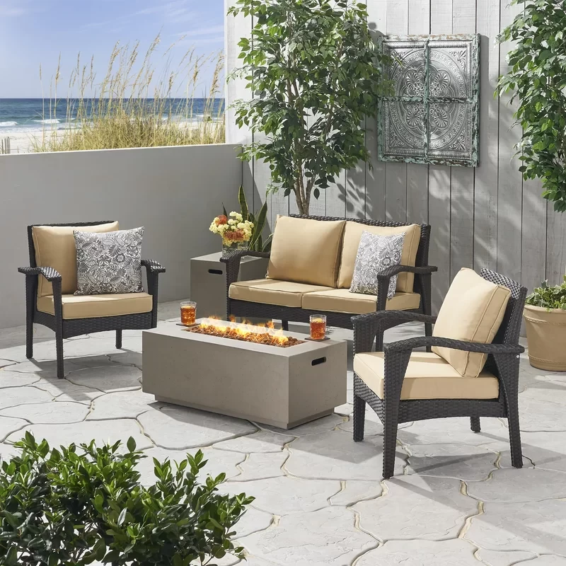 Eggo Trimble Outdoor 5 Piece Sofa Seating Group with Cushions