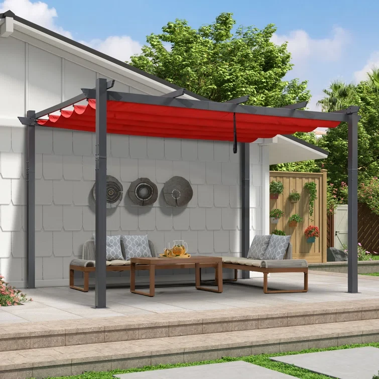 13 Ft. W X 9.5 Ft. D Aluminum Pergola with Canopy