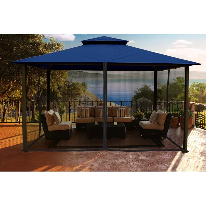 Barcelona 10 Ft x 12 Ft. Aluminum Soft Top Gazebo with Mosquito Netting