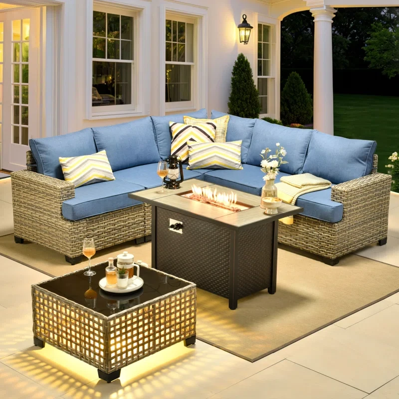 Outdoor Sofa 7-piece Set With Stove