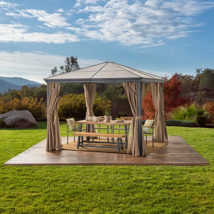 Brown Rodney 10' W x 10' D Aluminum Patio Gazebo