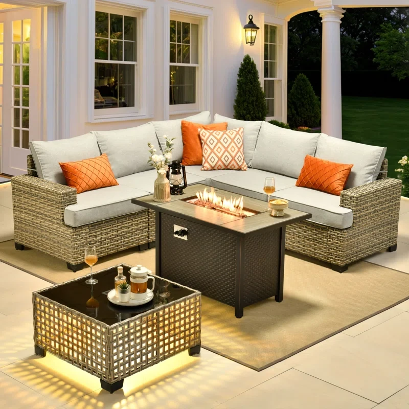 Outdoor Sofa 7-piece Set With Stove