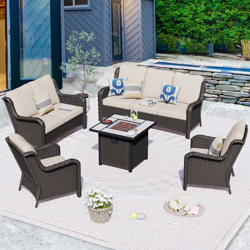 Tommy 7 - Person Outdoor Seating Group with Cushions