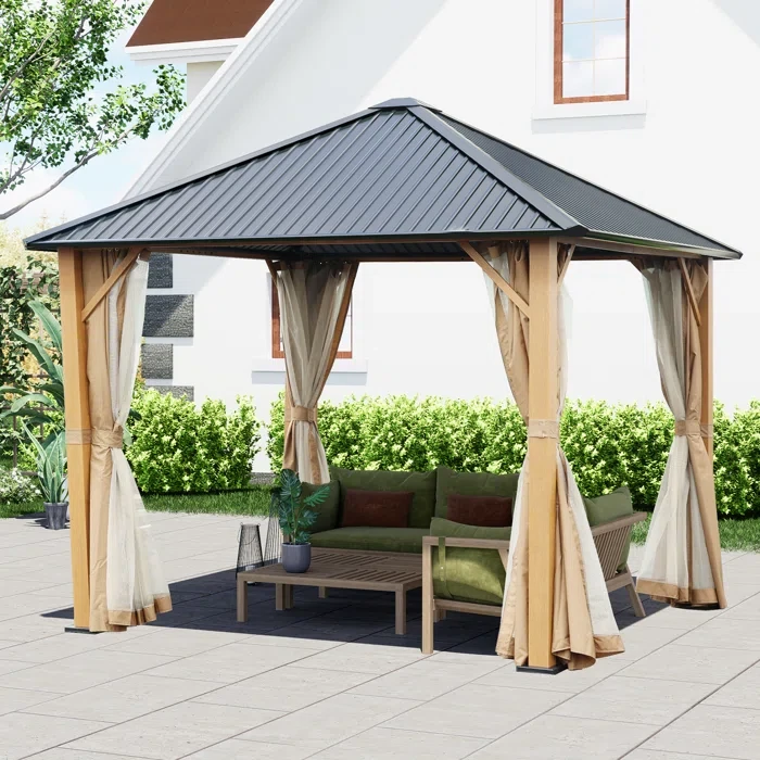 10 Ft. W x 10 Ft. D Aluminum Patio Gazebo with Hardtop Roof