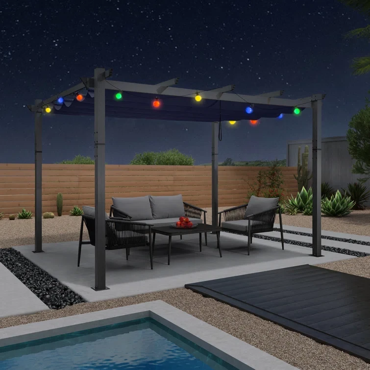 9.9 (ft) x 12.9 (ft) Aluminium Pergola with Canopy