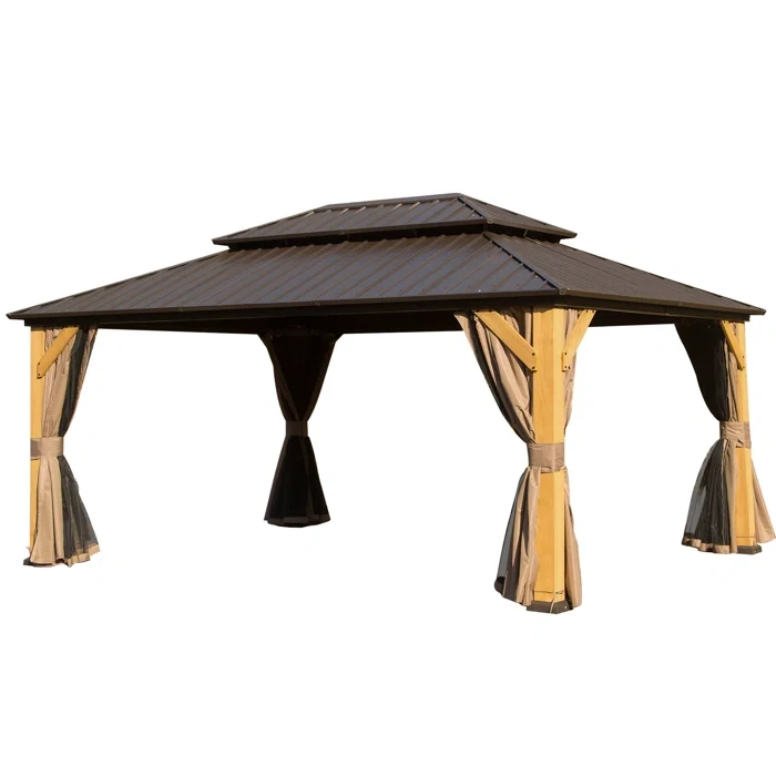 16 Ft. W x 12 Ft. D Solid Wood Patio Gazebo