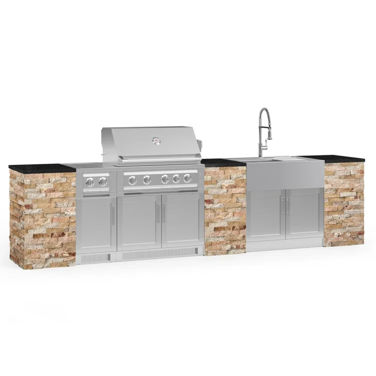 Outdoor Kitchen Signature Series 11 Piece Cabinet Set with 36 in. Propane Gas Platinum Grill