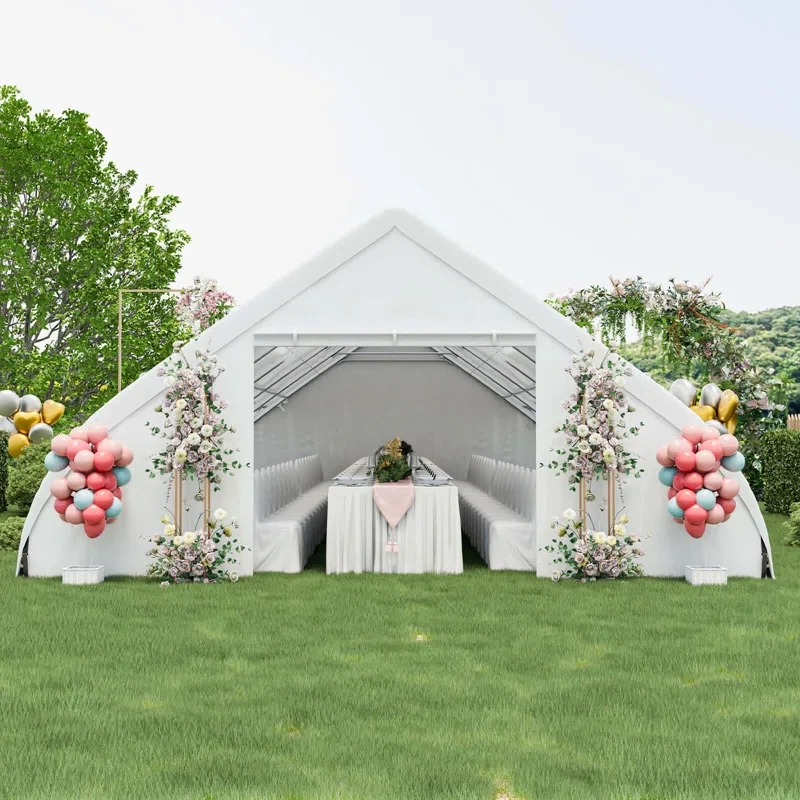 Costway 20'x40' Peach Shaped Party Tent Heavy-duty Wedding Canopy With Zipper Doors