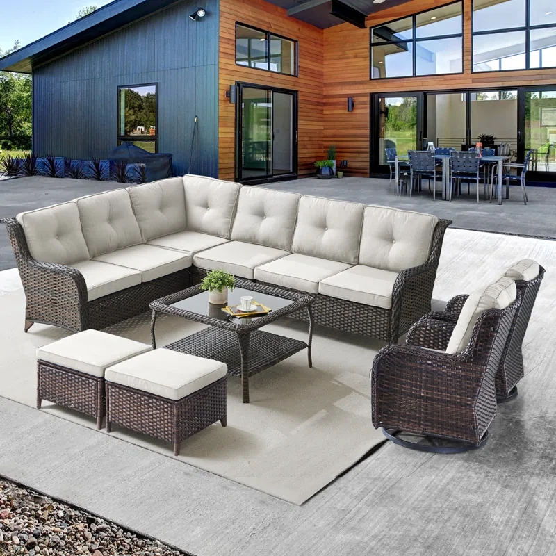 Tannar 8 Person Outdoor Sectional Seating Group with Cushions