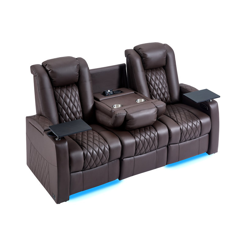 Leather Home Theater Seating Dual Power Movie Theater Chairs Theater Recliner Sofa