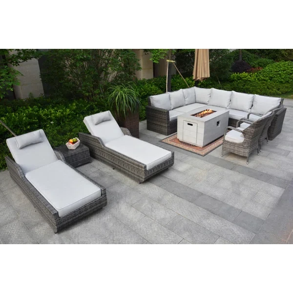 Algird 9 - Person Outdoor Seating Group with Cushions