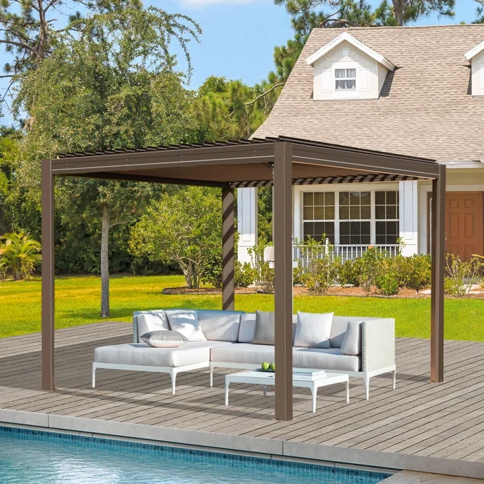 10 Ft. W x 10 Ft. D Aluminum Pergola with Canopy