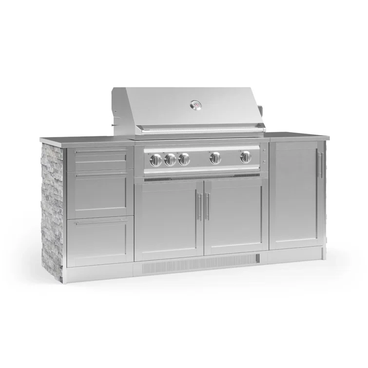 Outdoor Kitchen Signature Series 6 Piece Cabinet Set with 40 in. Natural Gas Platinum Grill