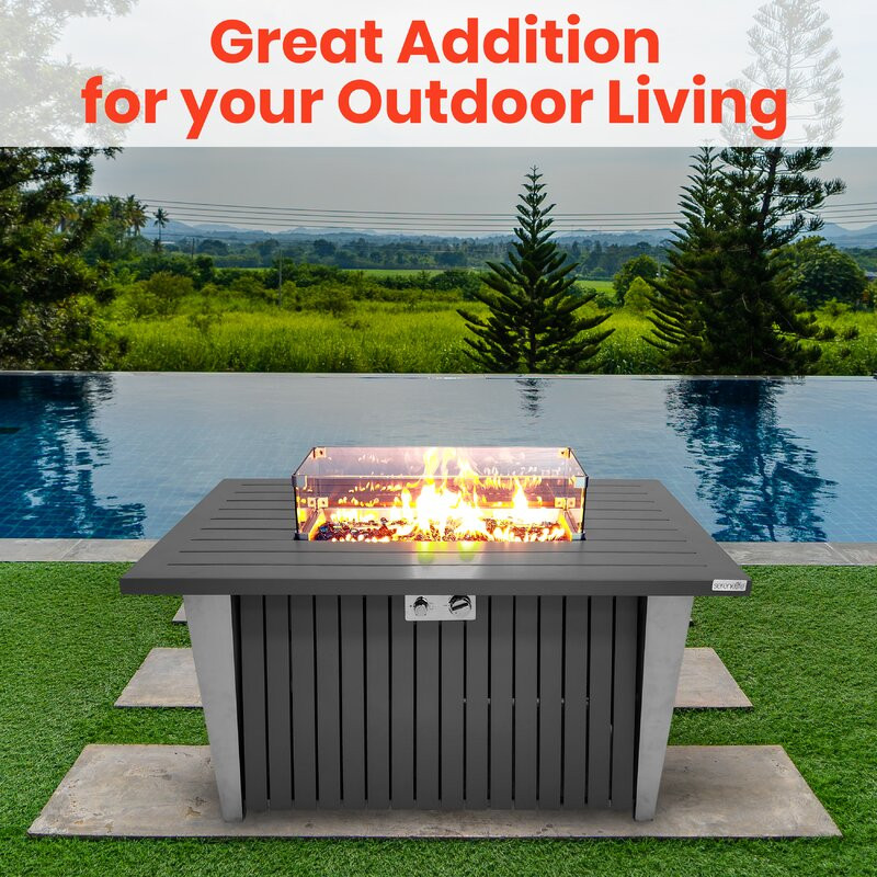 24.8'' H x 51.18'' W Steel Propane Outdoor Fire Pit Table