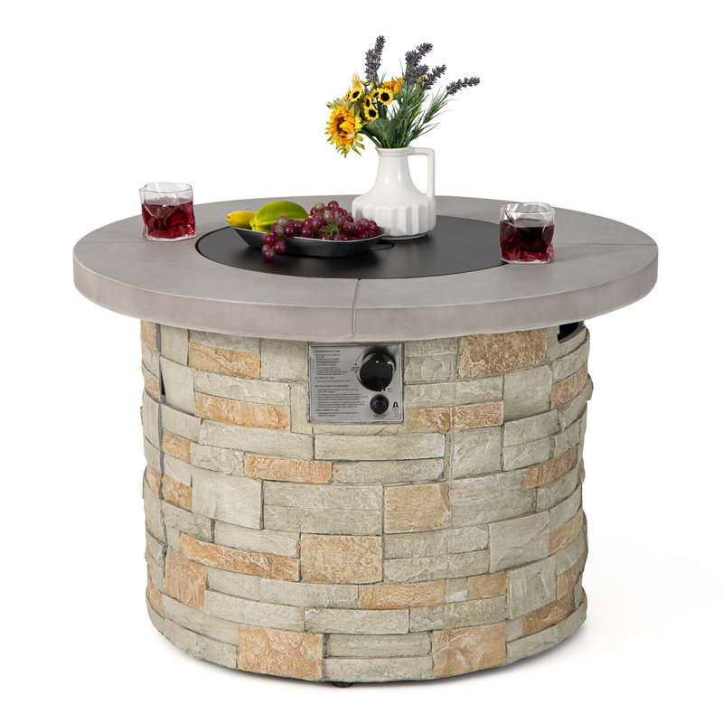 36" H x 36" W Steel Propane Outdoor Fire Pit Table