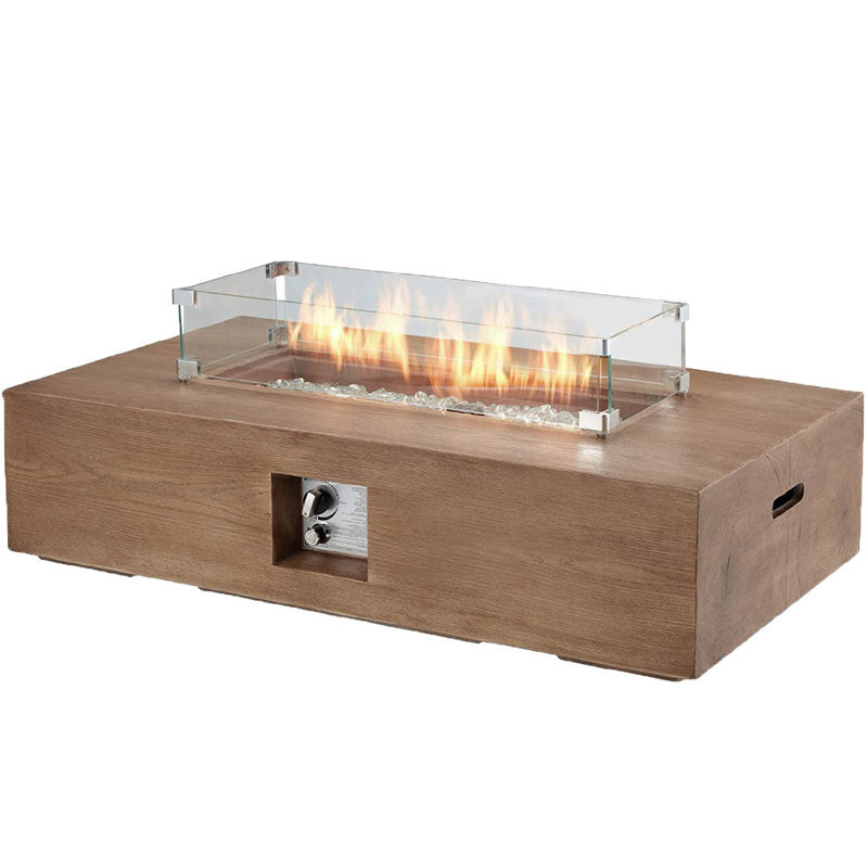 Frantzy 11.8'' H x 48'' W Magnesium Oxide Outdoor Fire Pit Table with Lid (Tank Cover Not Included)