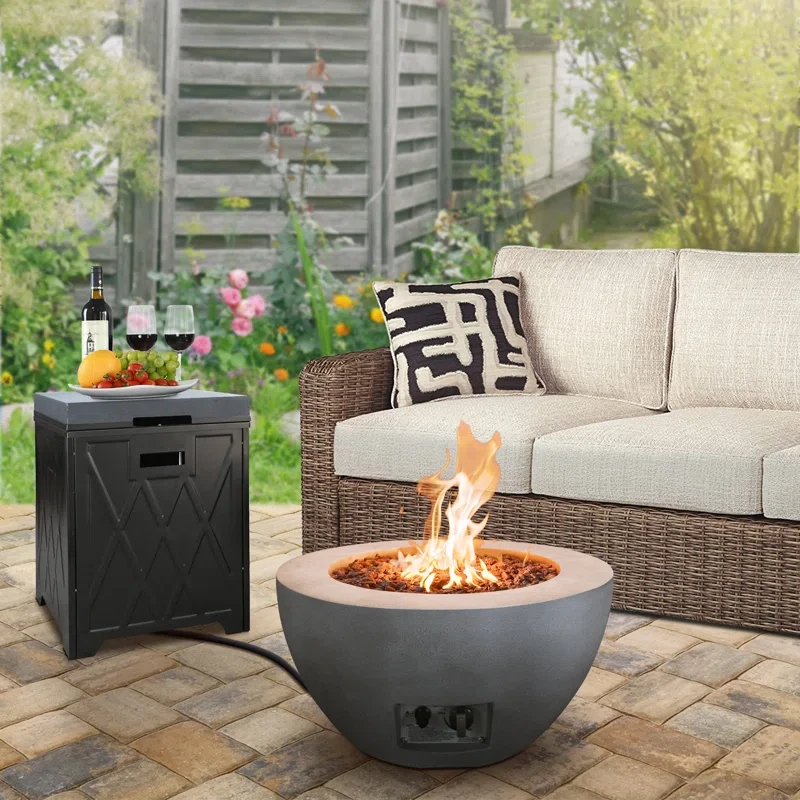 13.4" H x 25" W Concrete Propane Outdoor Fire Pit