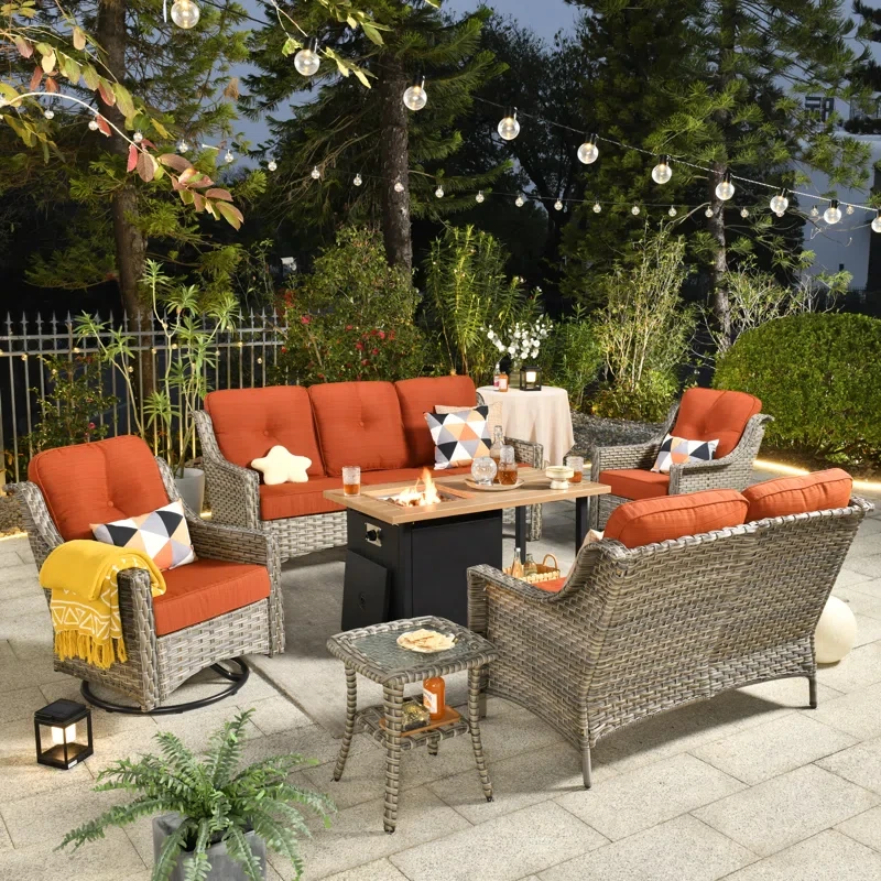 Elysha 7 - Person Outdoor Seating Group with Cushions