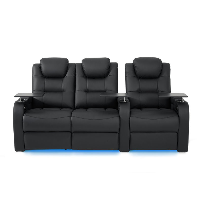 Ivy Bronx Leather Home Theater Seating Dual Power Movie Theater Chairs Theater Recliner Sofa