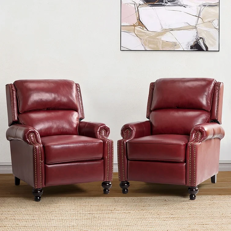 Anre Genuine Leather Recliner With Nail Head Trim (Set of 2)