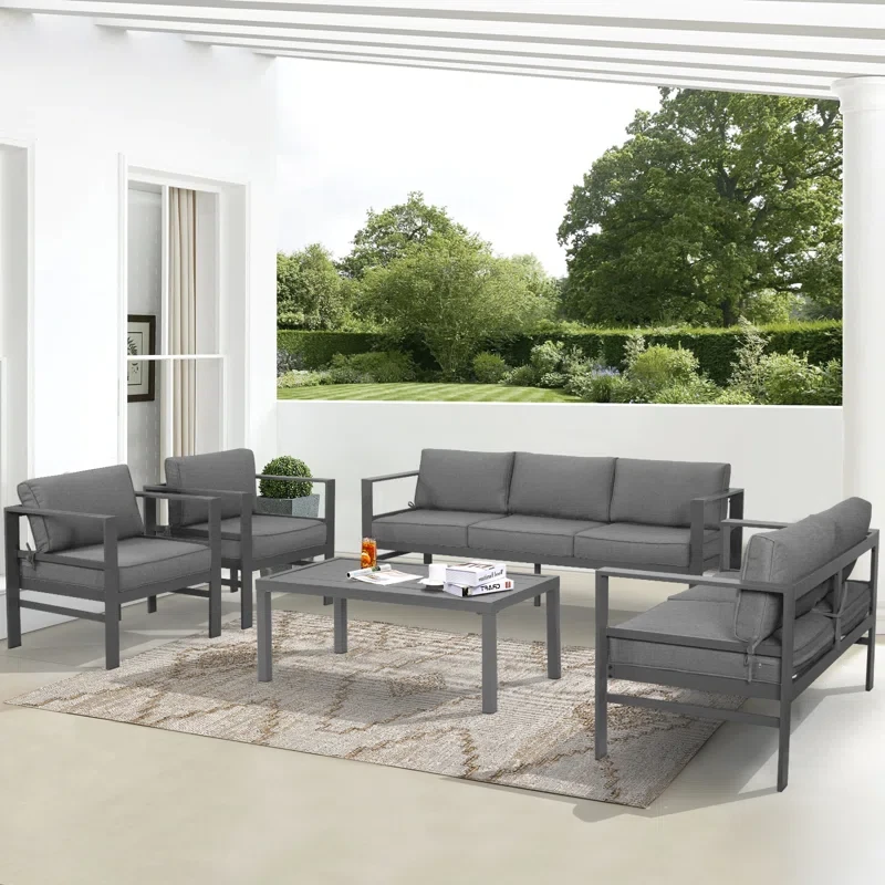 Burhaan 5 Piece Sofa Seating Group with Light Cushions