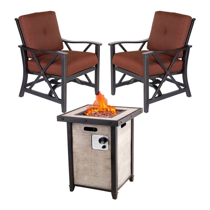 Ulberto 24.41'' H x 20.08'' W Aluminum Propane Outdoor Fire Pit Table