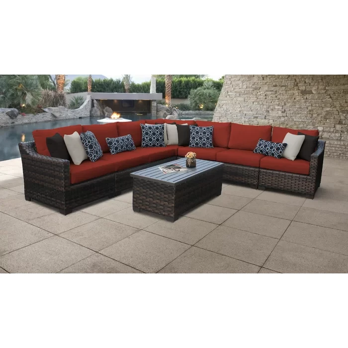 Aelwen 7 - Person Outdoor Seating Group with Cushions