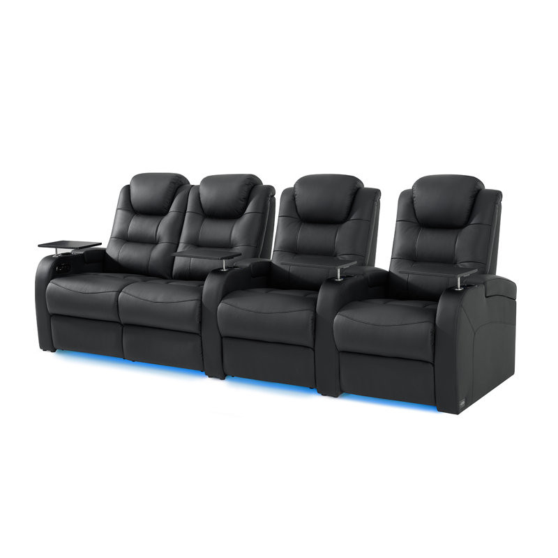 Ivy Bronx Leather Home Theater Seating Dual Power Movie Theater Chairs Theater Recliner Sofa