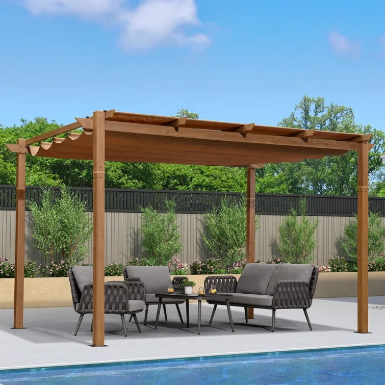 13 Ft. W x 10 Ft. D Aluminum Pergola with Canopy