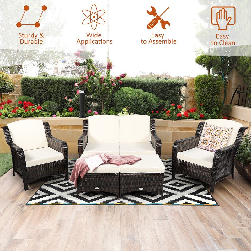 Aighan 6 - Person Outdoor Seating Group with Cushions