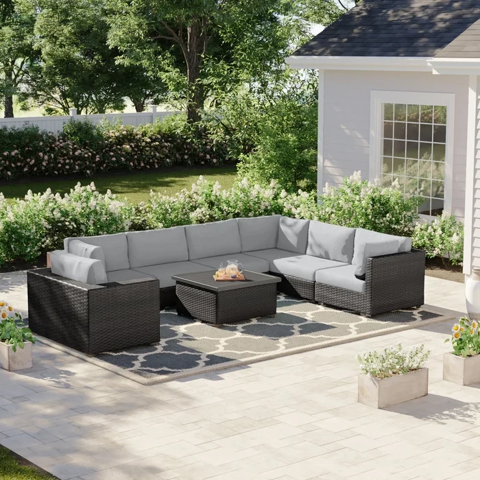 Anishia 6 - Person Outdoor Seating Group with Cushions