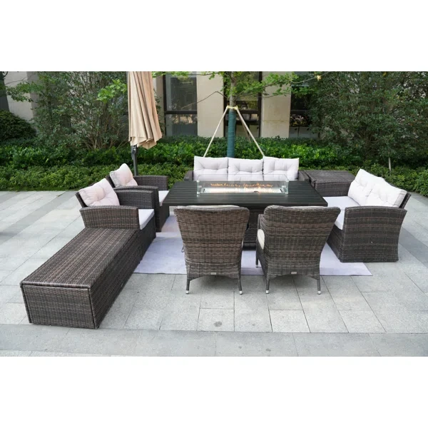 Algird 9 - Person Outdoor Seating Group with Cushions