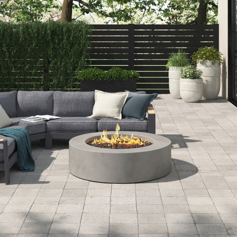 La Valle 43" Round Concrete Propane Fire Pit Table by Jensen Co.