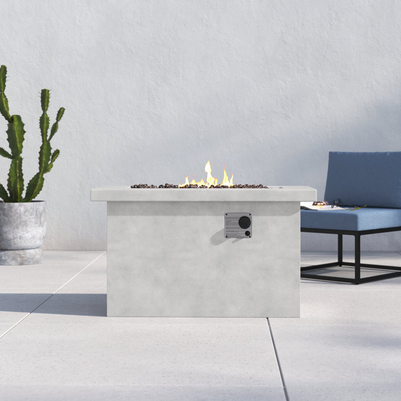 Rashid 24'' H Concrete Propane/Natural Gas Outdoor Fire Pit Table  24" H x 42" W x 20" D