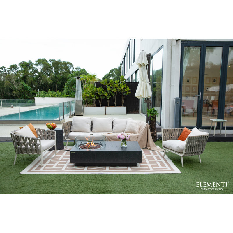 Granville 60" Rectangle Concrete Outdoor Fire Pit Table Dark Grey - by Elementi  14'' H X 56'' W X 32'' D