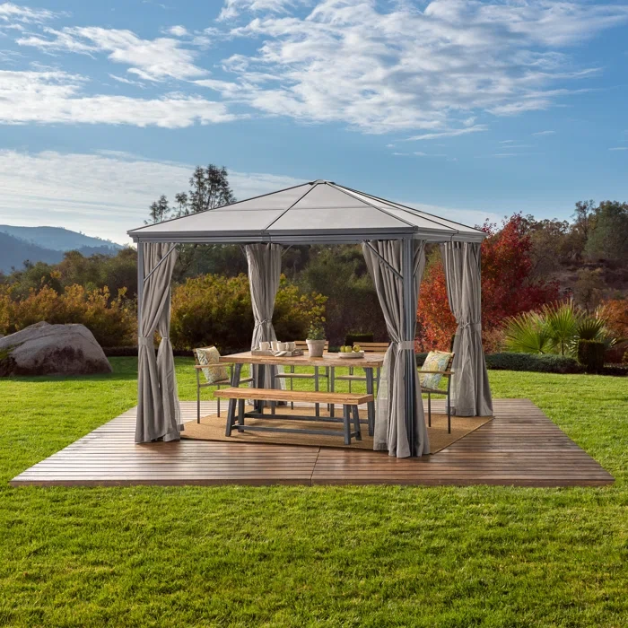 Gray Rodney 10' W x 10' D Aluminum Patio Gazebo