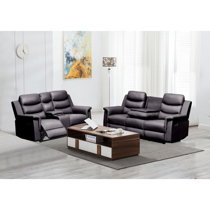 Faux Leather Home Theater Seating with Cup Holder