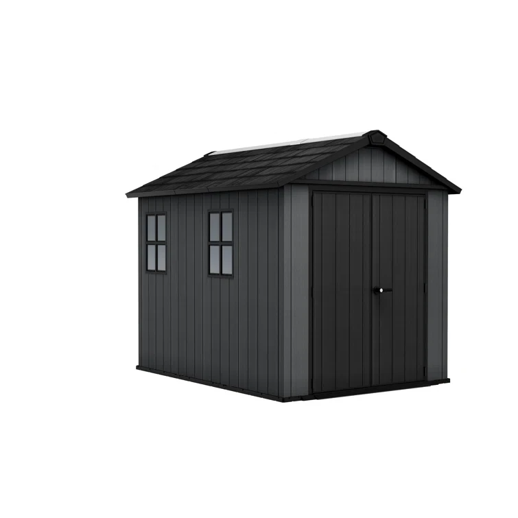 Keter 96.8" H x 90.5" W x 112.9" D Newton Plus Durable Resin Outdoor Storage Shed With Double Doors for Patio Furniture and Tools, Graphite