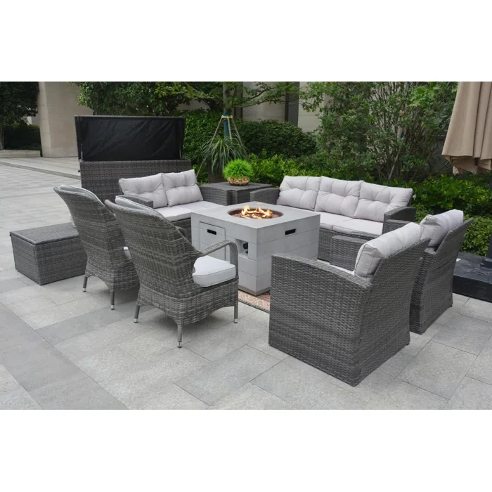 Algird 9 - Person Outdoor Seating Group with Cushions